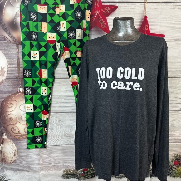 Bella & Canvas 2XL long sleeve top with LuLaRoe TC2 Christmas leggings - Picture 2 of 12